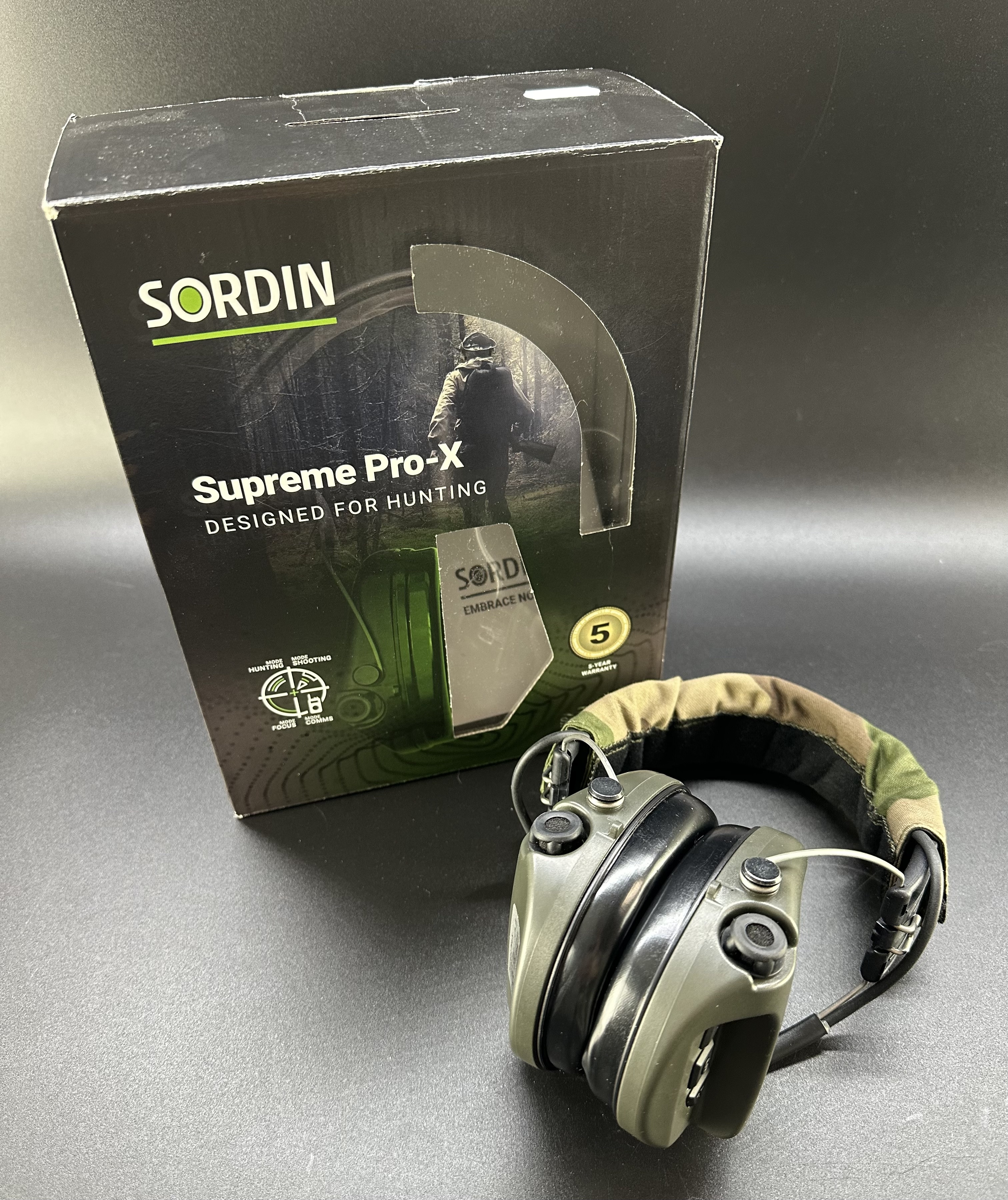 Aussteller Sordin 75302-X-S Elektronischer Gehörschutz Supreme Pro X Headband Grün Camo Aussteller Sordin 75302-X-S Elektronischer Gehörschutz Supreme Pro X Headband Grün Camo